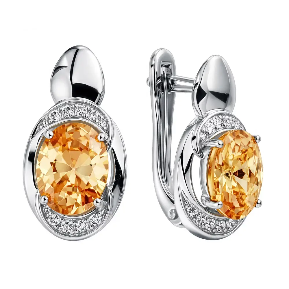 Серьги с фианитами из серебра 925 пробы