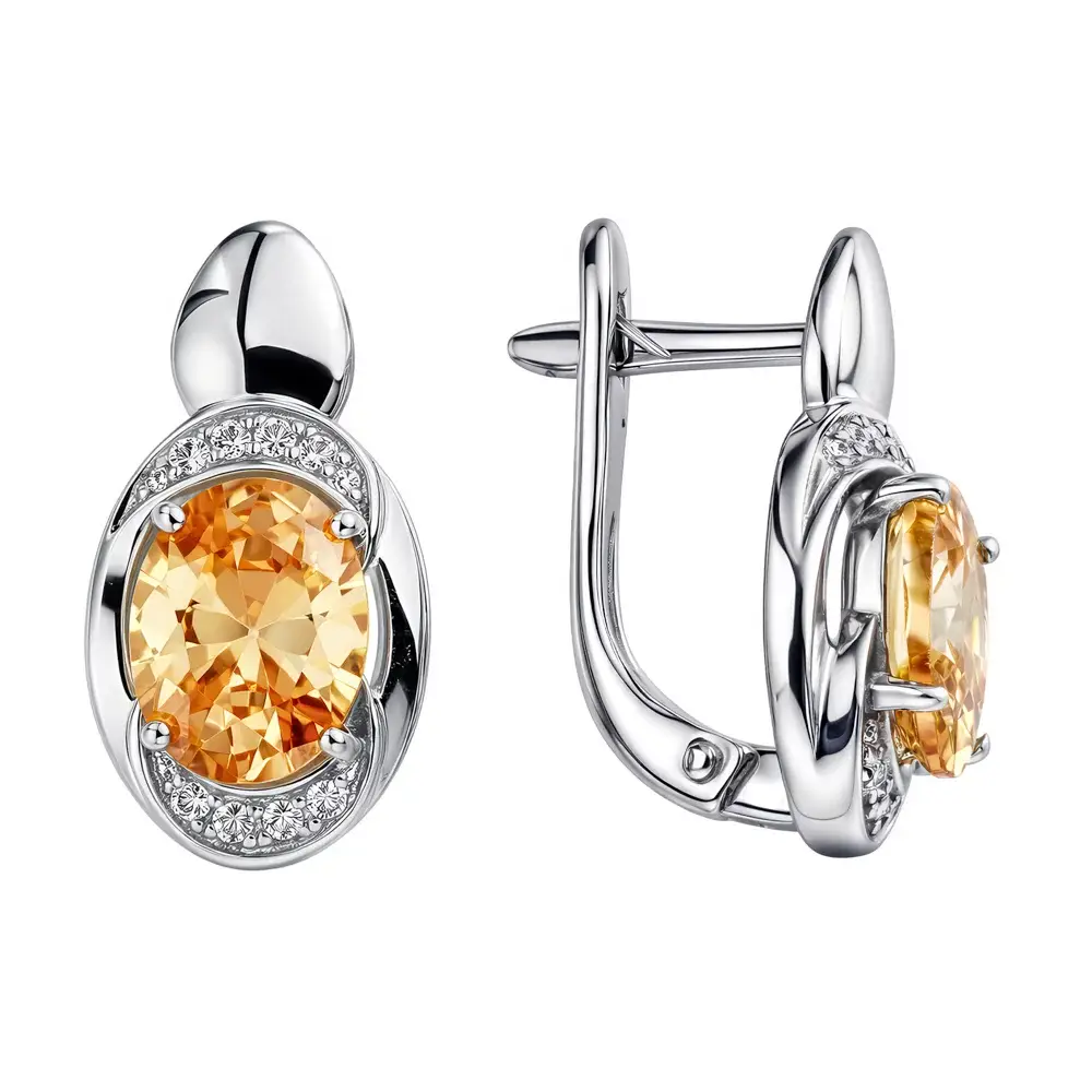 Серьги с фианитами из серебра 925 пробы