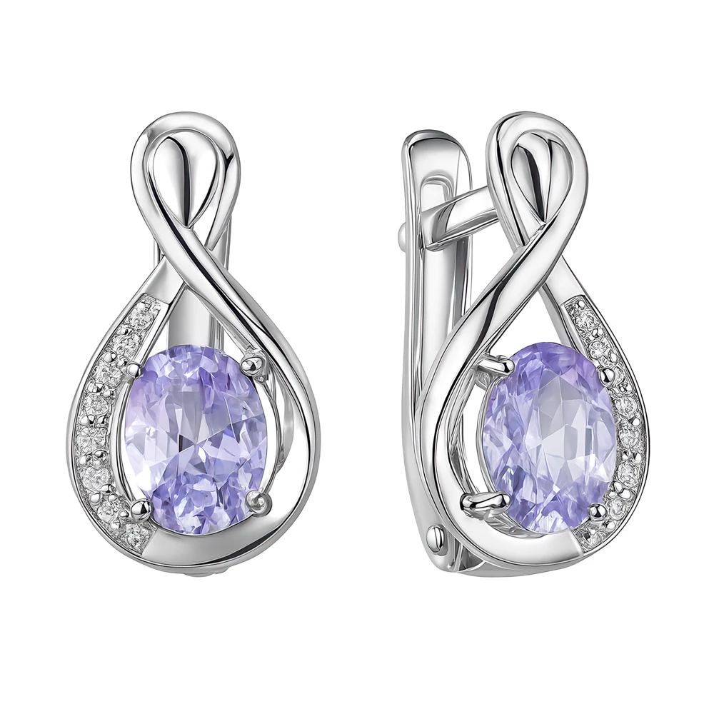 Серьги с фианитами из серебра 925 пробы