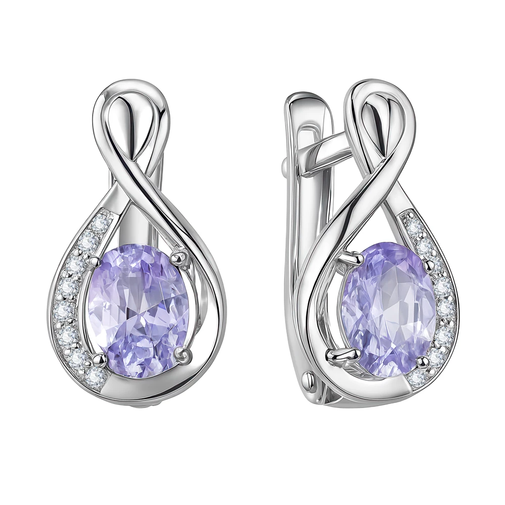 Серьги с фианитами из серебра 925 пробы