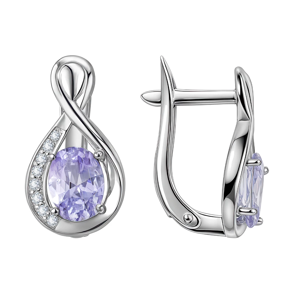 Серьги с фианитами из серебра 925 пробы