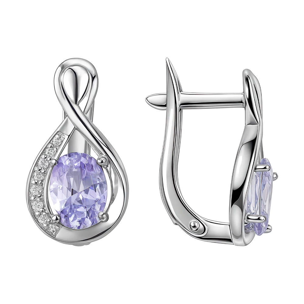 Серьги с фианитами из серебра 925 пробы