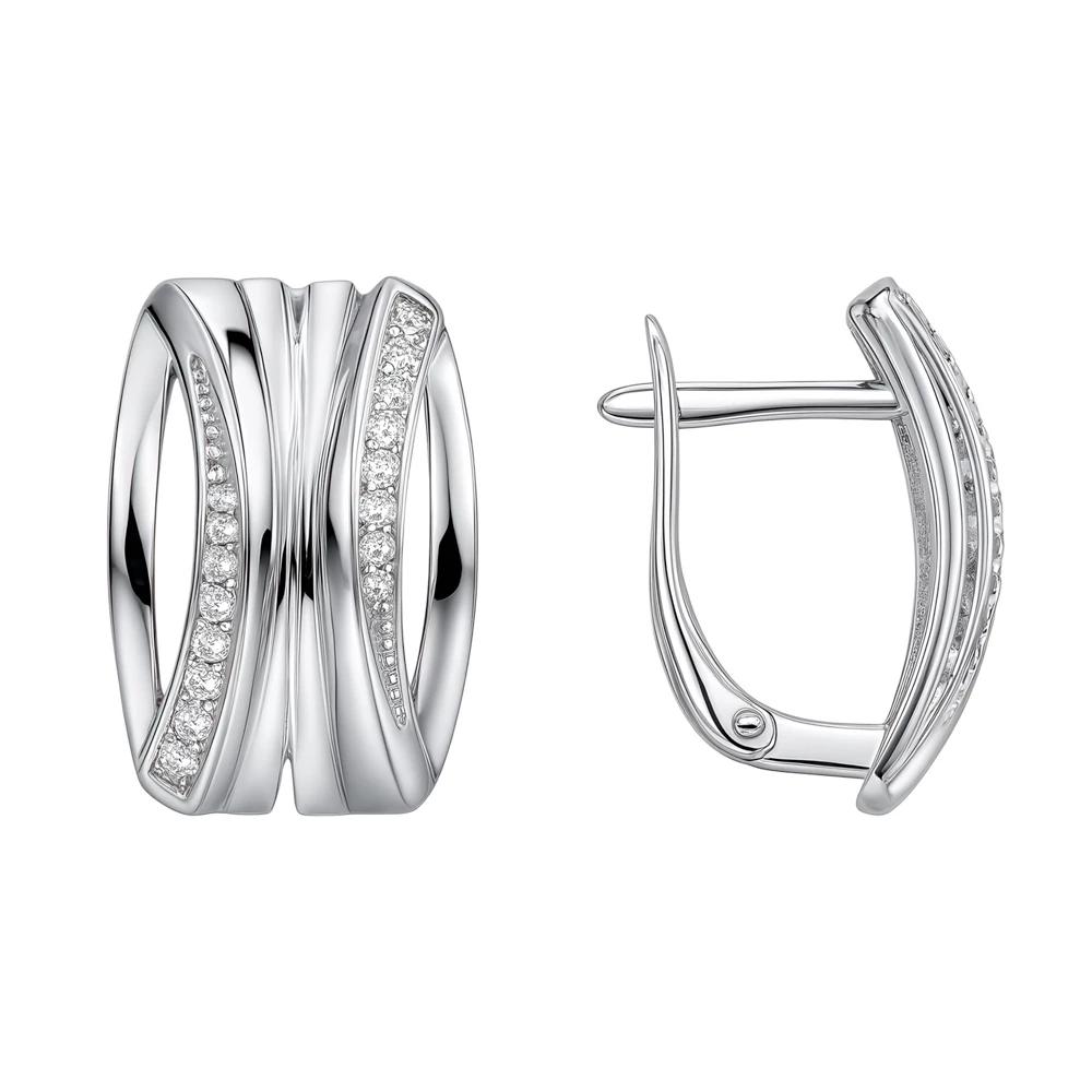 Серьги с фианитами из серебра 925 пробы