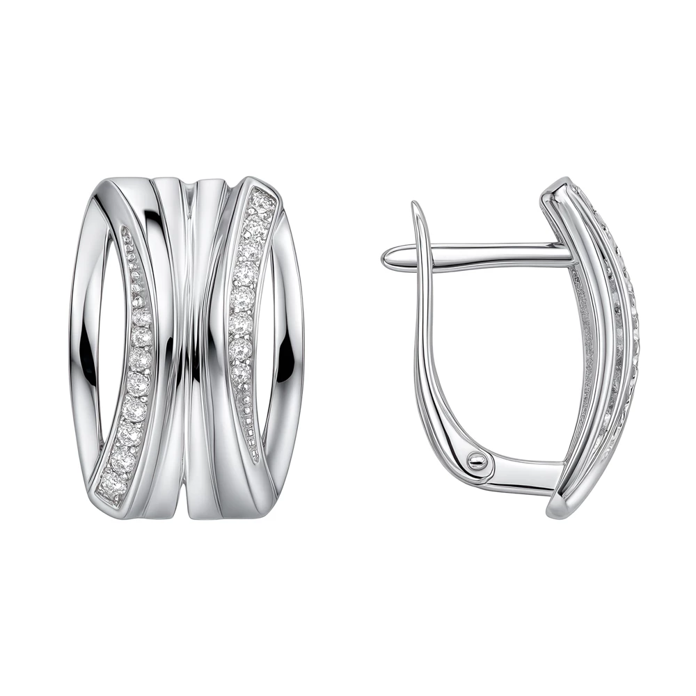 Серьги с фианитами из серебра 925 пробы