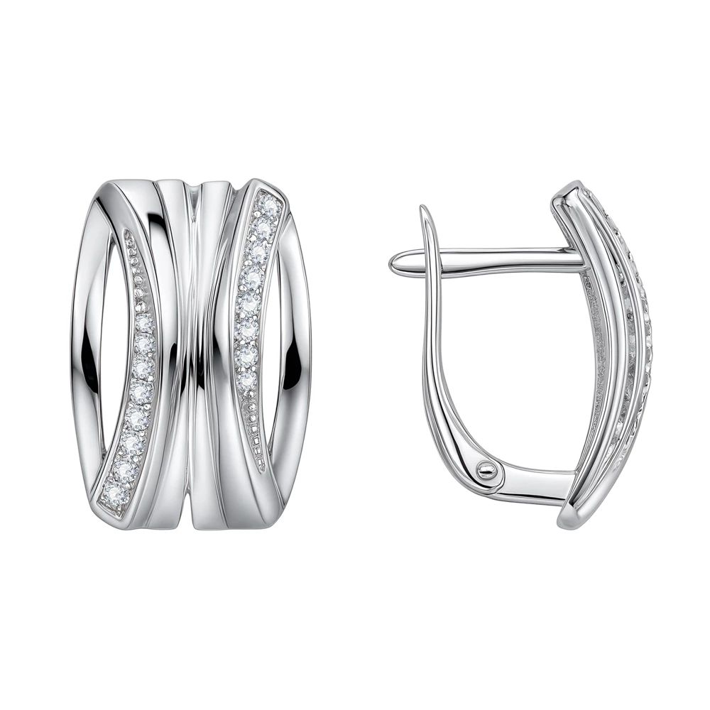 Серьги с фианитами из серебра 925 пробы