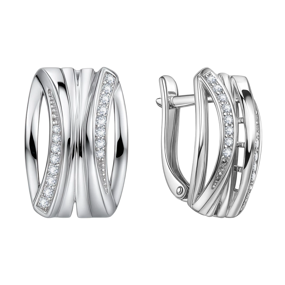 Серьги с фианитами из серебра 925 пробы