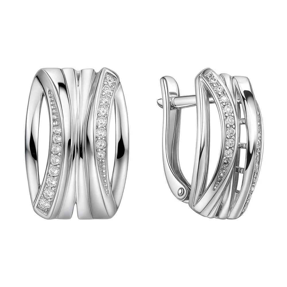 Серьги с фианитами из серебра 925 пробы