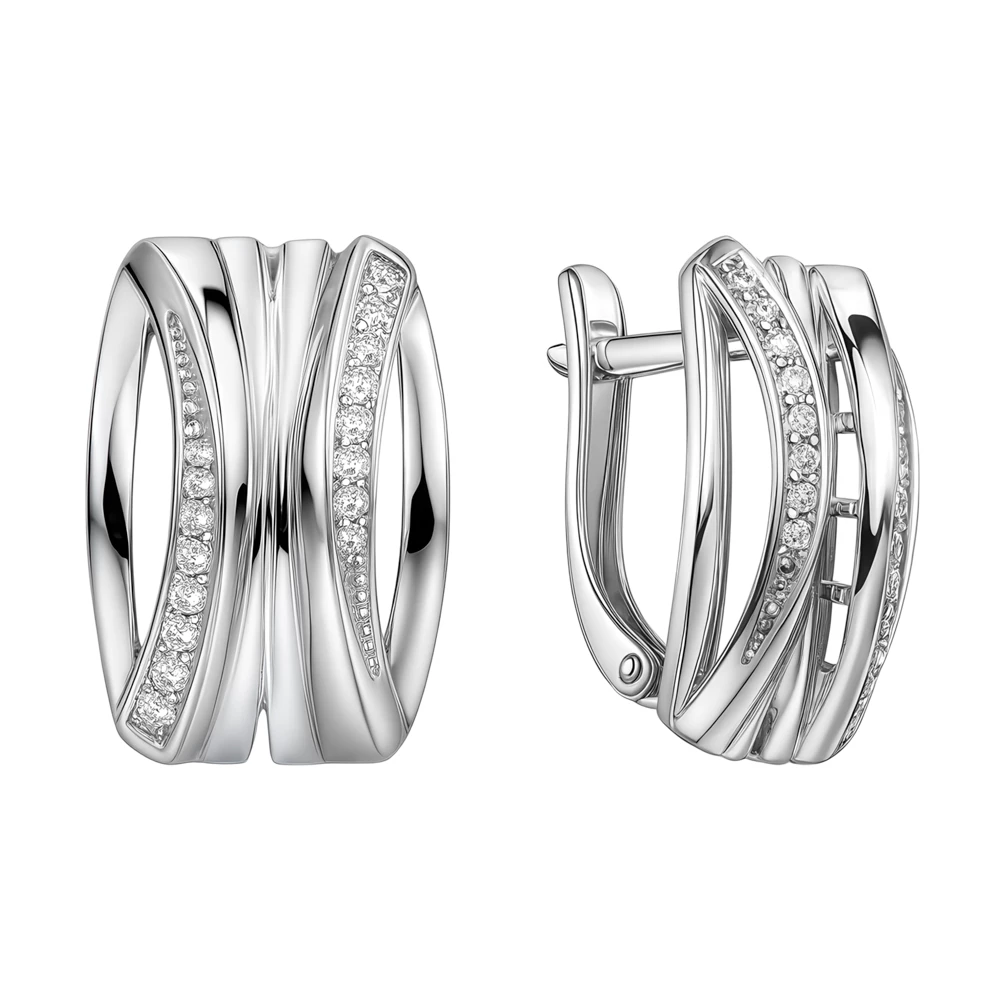 Серьги с фианитами из серебра 925 пробы