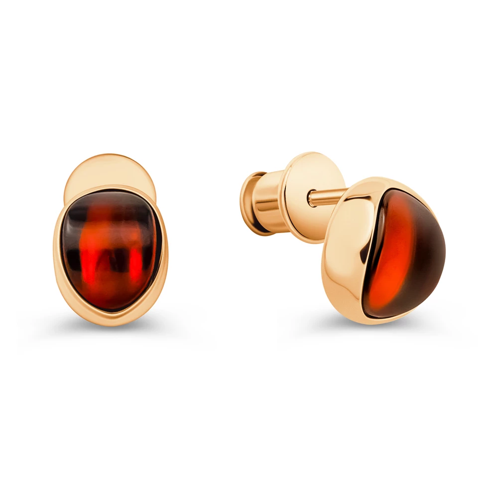 Серьги с янтарем из серебра 925 пробы