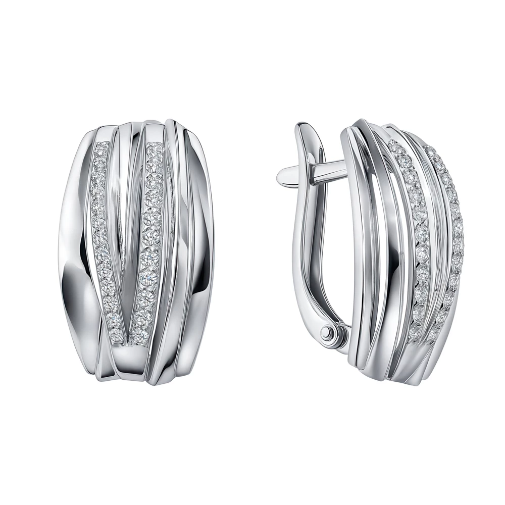 Серьги с фианитами из серебра 925 пробы