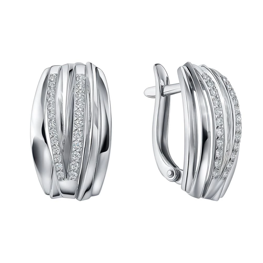 Серьги с фианитами из серебра 925 пробы