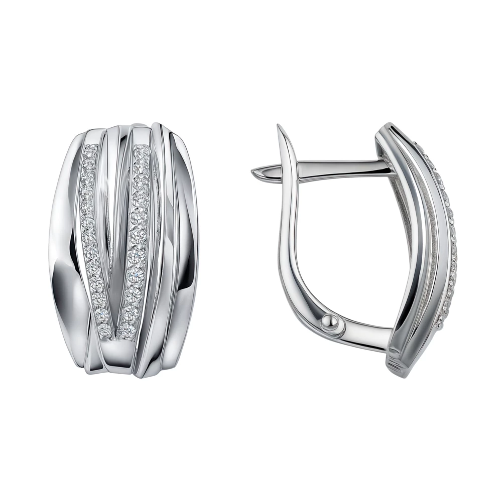 Серьги с фианитами из серебра 925 пробы