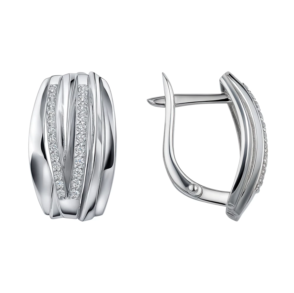 Серьги с фианитами из серебра 925 пробы