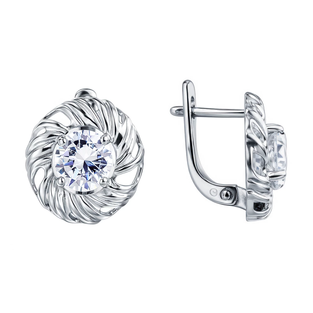 Серьги с фианитами из серебра 925 пробы