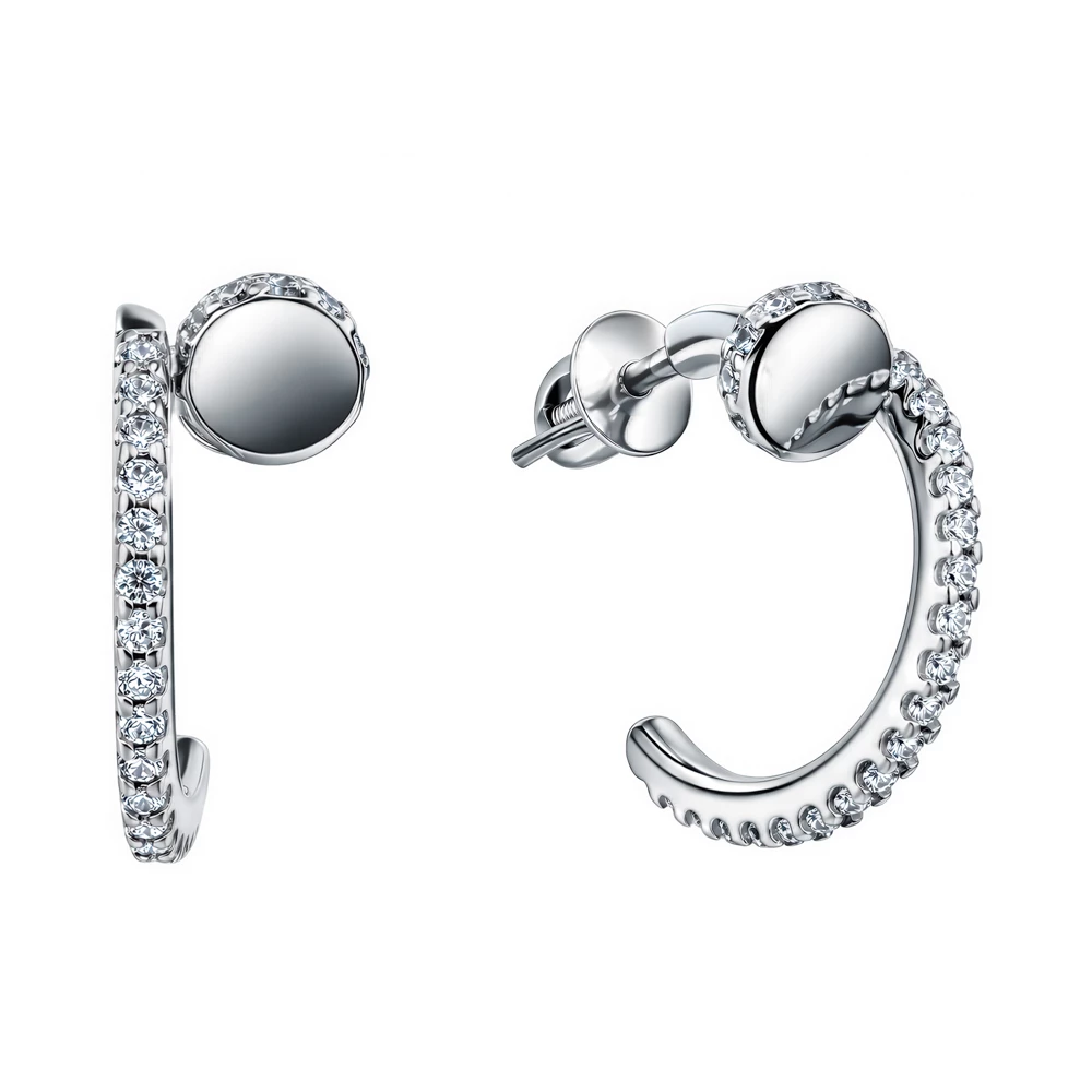 Серьги с фианитами из серебра 925 пробы