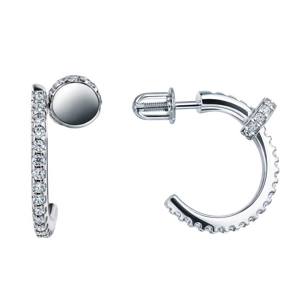 Серьги с фианитами из серебра 925 пробы