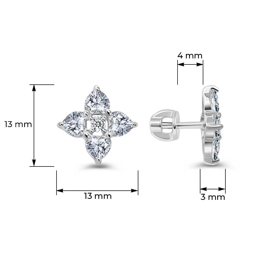 Серьги с фианитами из серебра 925 пробы