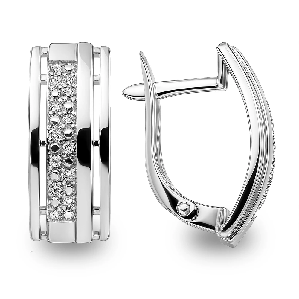 Серьги с фианитами из серебра 925 пробы