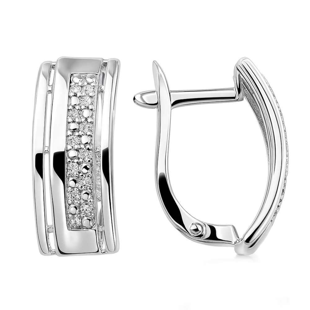 Серьги с фианитами из серебра 925 пробы