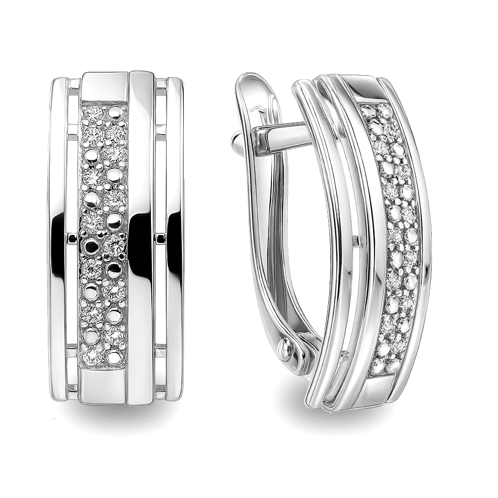 Серьги с фианитами из серебра 925 пробы