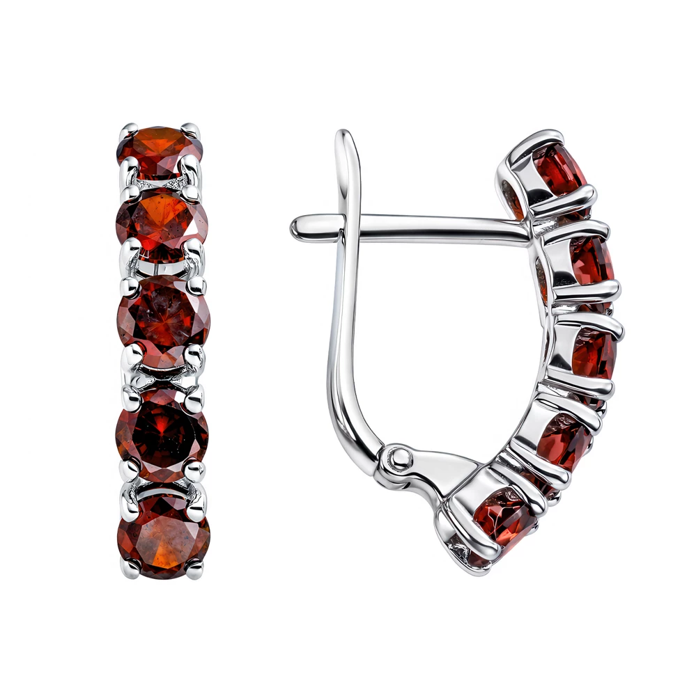 Серьги с фианитами из серебра 925 пробы