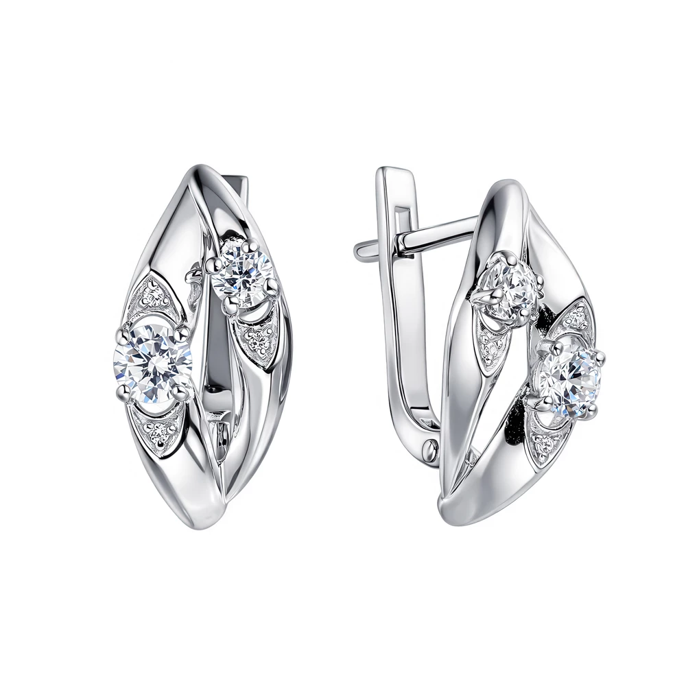 Серьги с фианитами из серебра 925 пробы