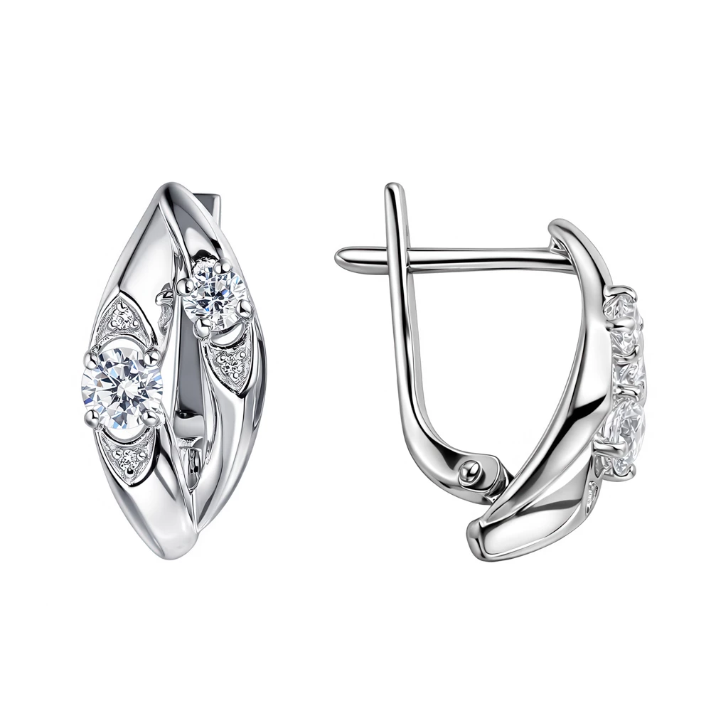 Серьги с фианитами из серебра 925 пробы