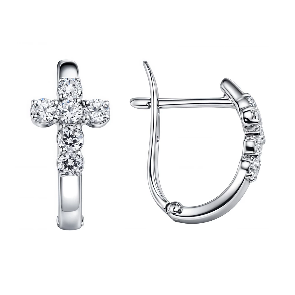 Серьги с фианитами из серебра 925 пробы