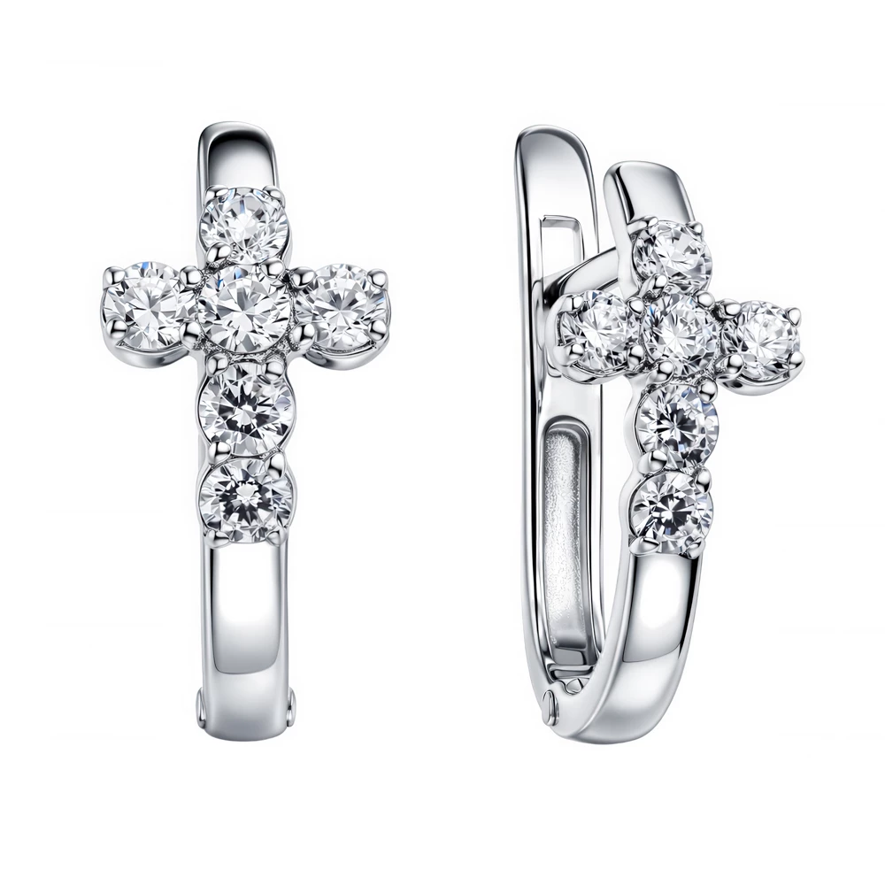 Серьги с фианитами из серебра 925 пробы