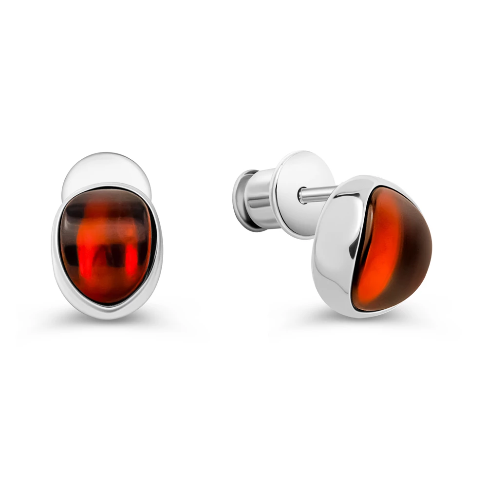 Серьги с янтарем из серебра 925 пробы