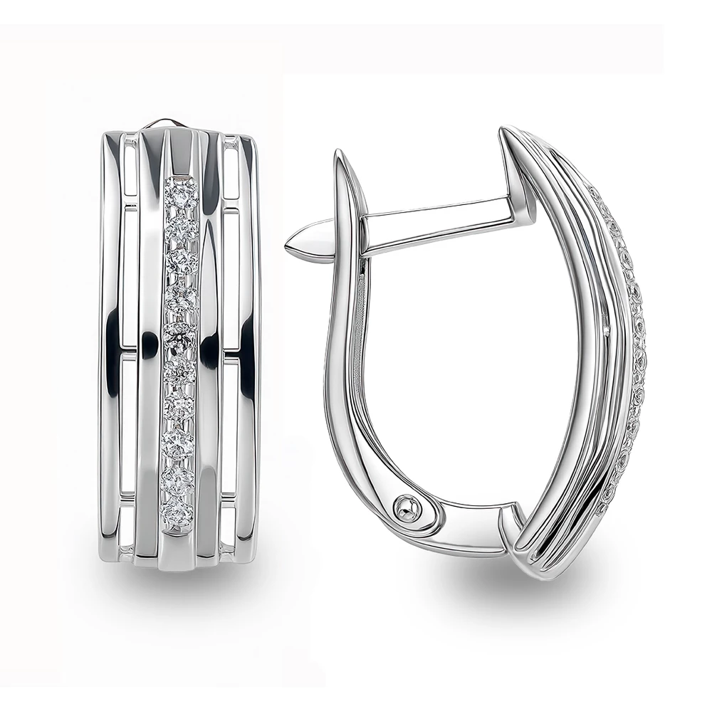 Серьги с фианитами из серебра 925 пробы