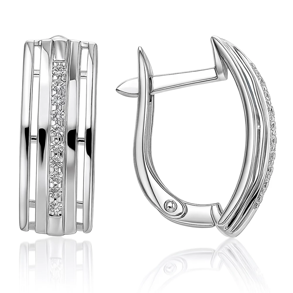 Серьги с фианитами из серебра 925 пробы