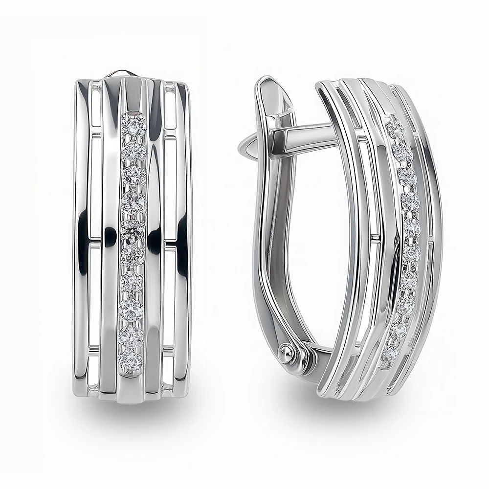 Серьги с фианитами из серебра 925 пробы