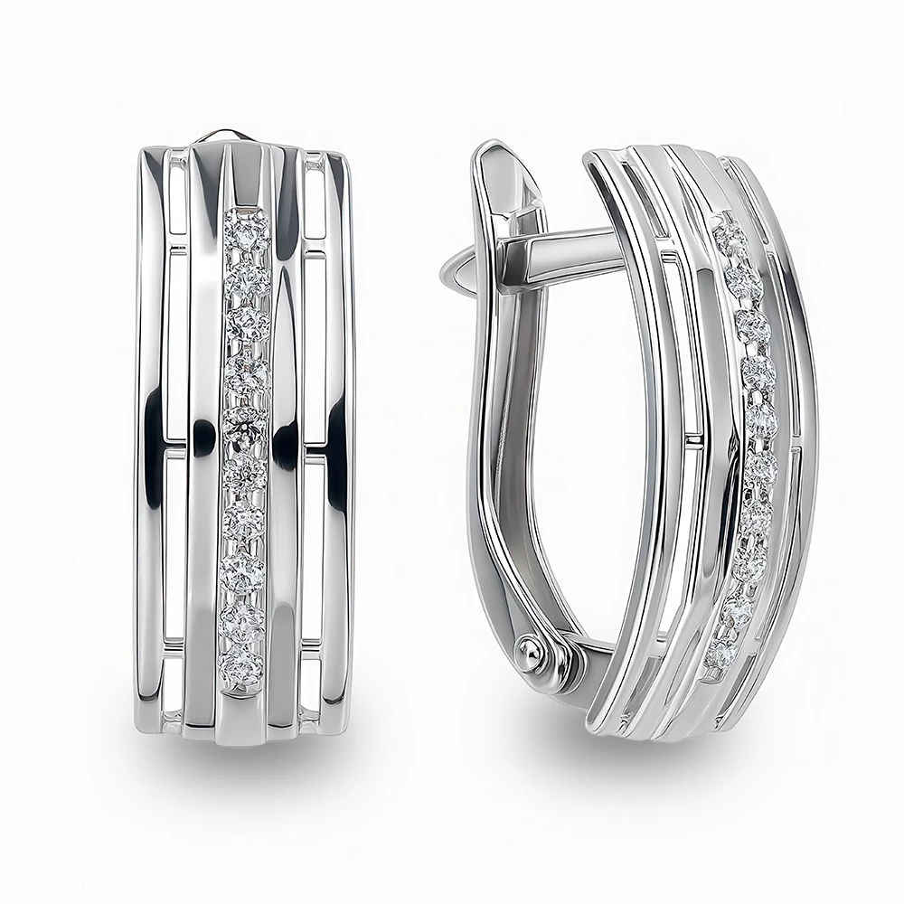 Серьги с фианитами из серебра 925 пробы