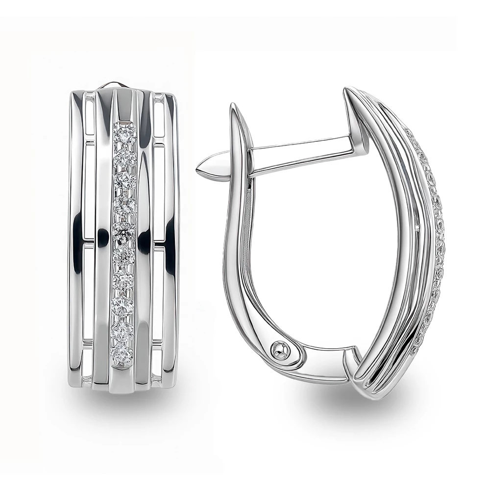 Серьги с фианитами из серебра 925 пробы