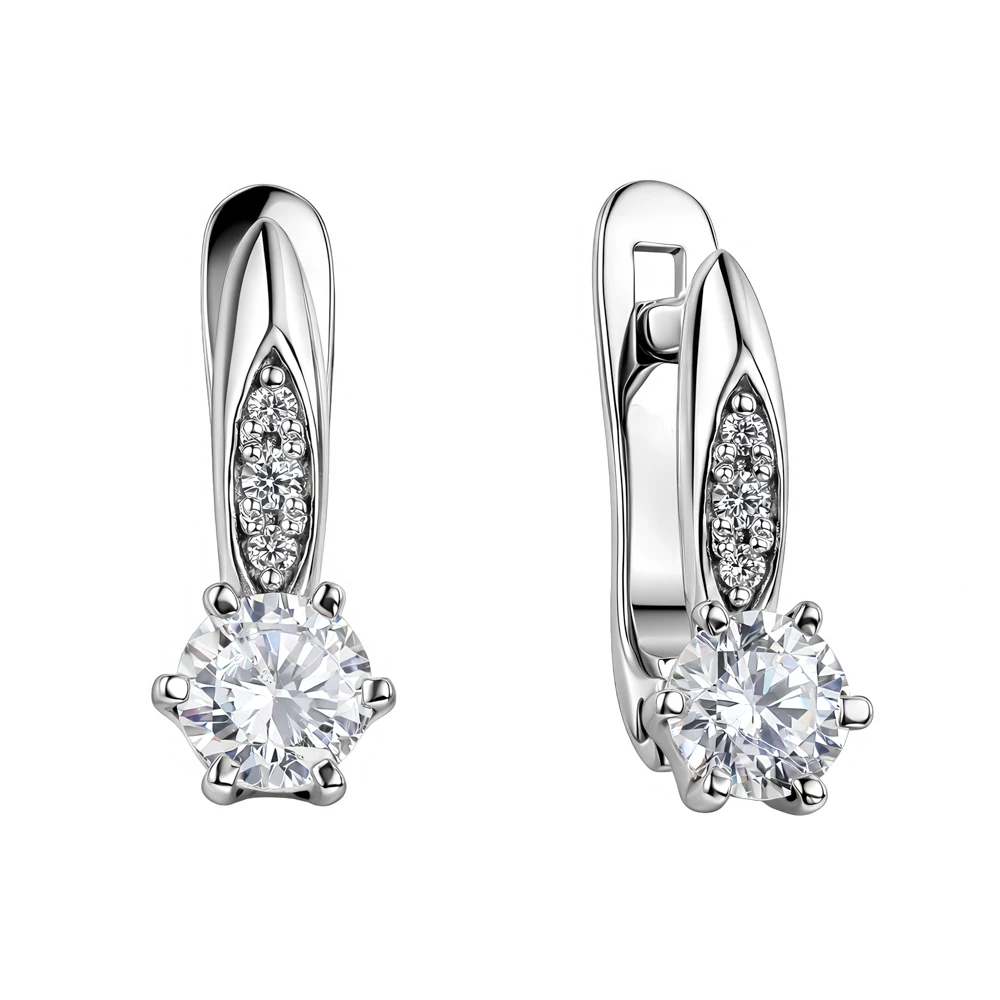 Серьги с фианитами из серебра 925 пробы