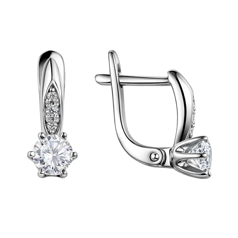 Серьги с фианитами из серебра 925 пробы