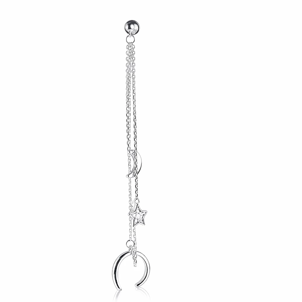 Серьга с фианитами из серебра 925 пробы