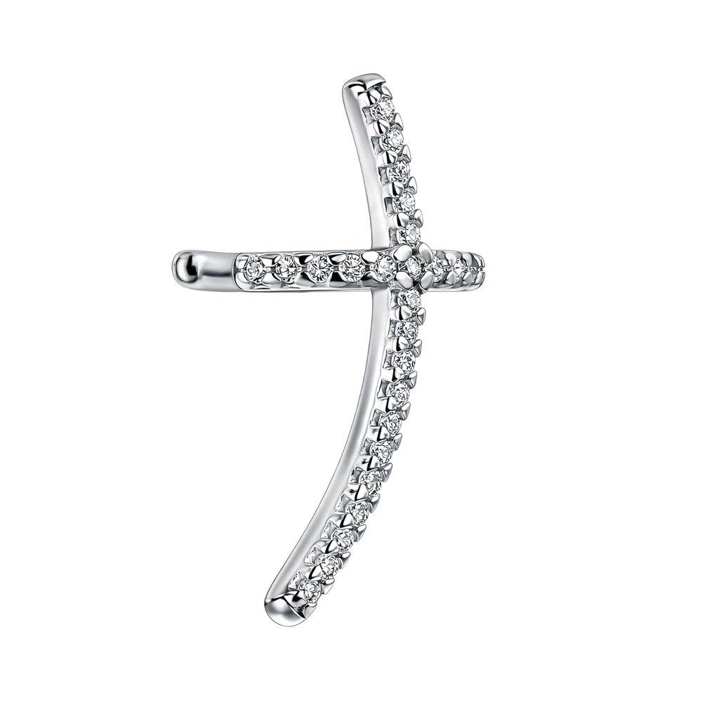 Серьга с фианитами из серебра 925 пробы