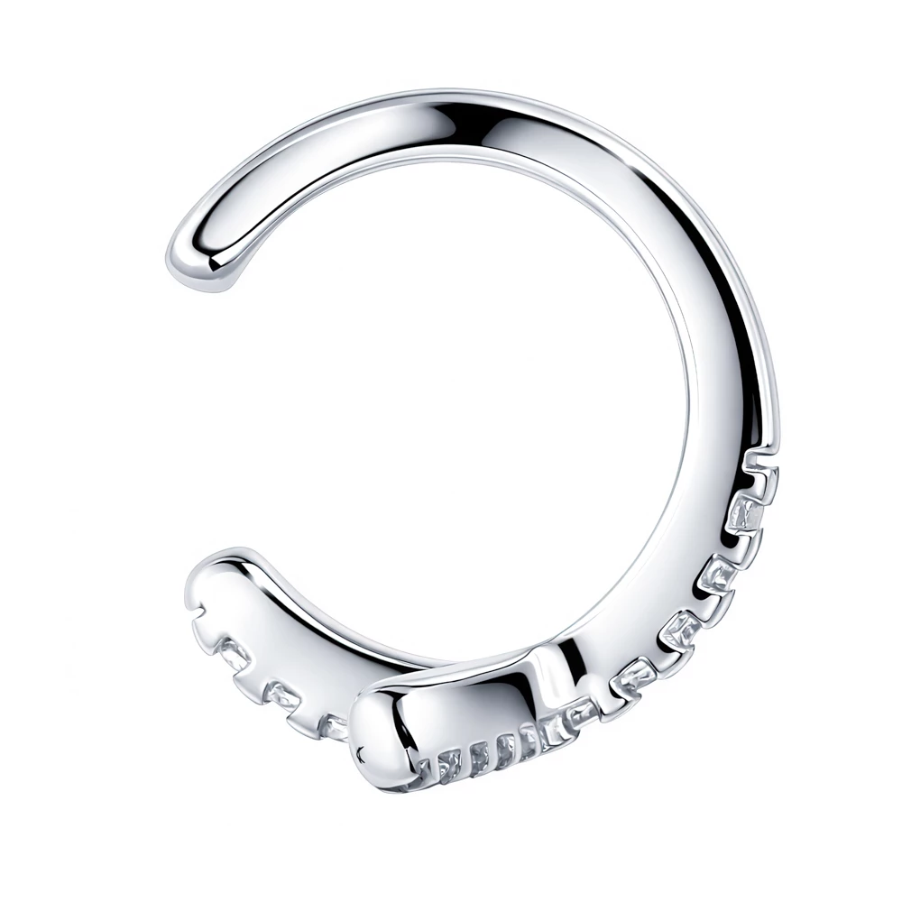 Серьга с фианитами из серебра 925 пробы