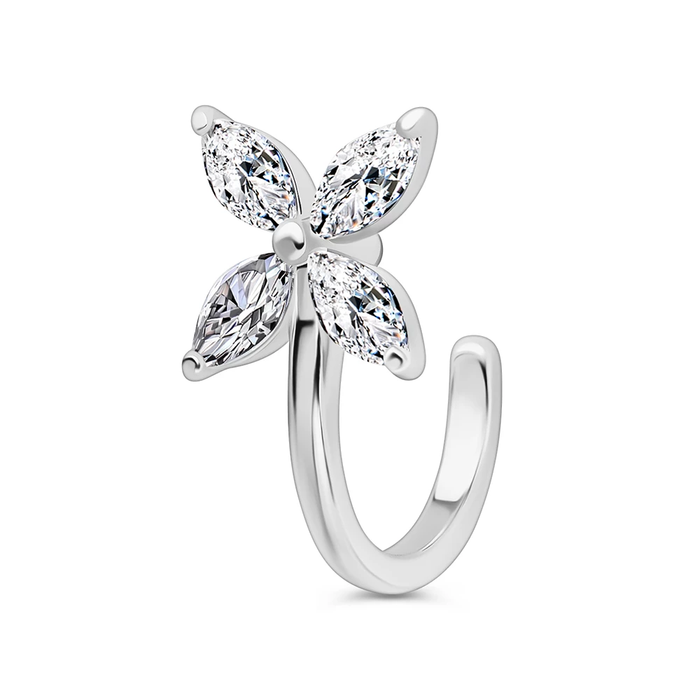 Серьга с фианитами из серебра 925 пробы
