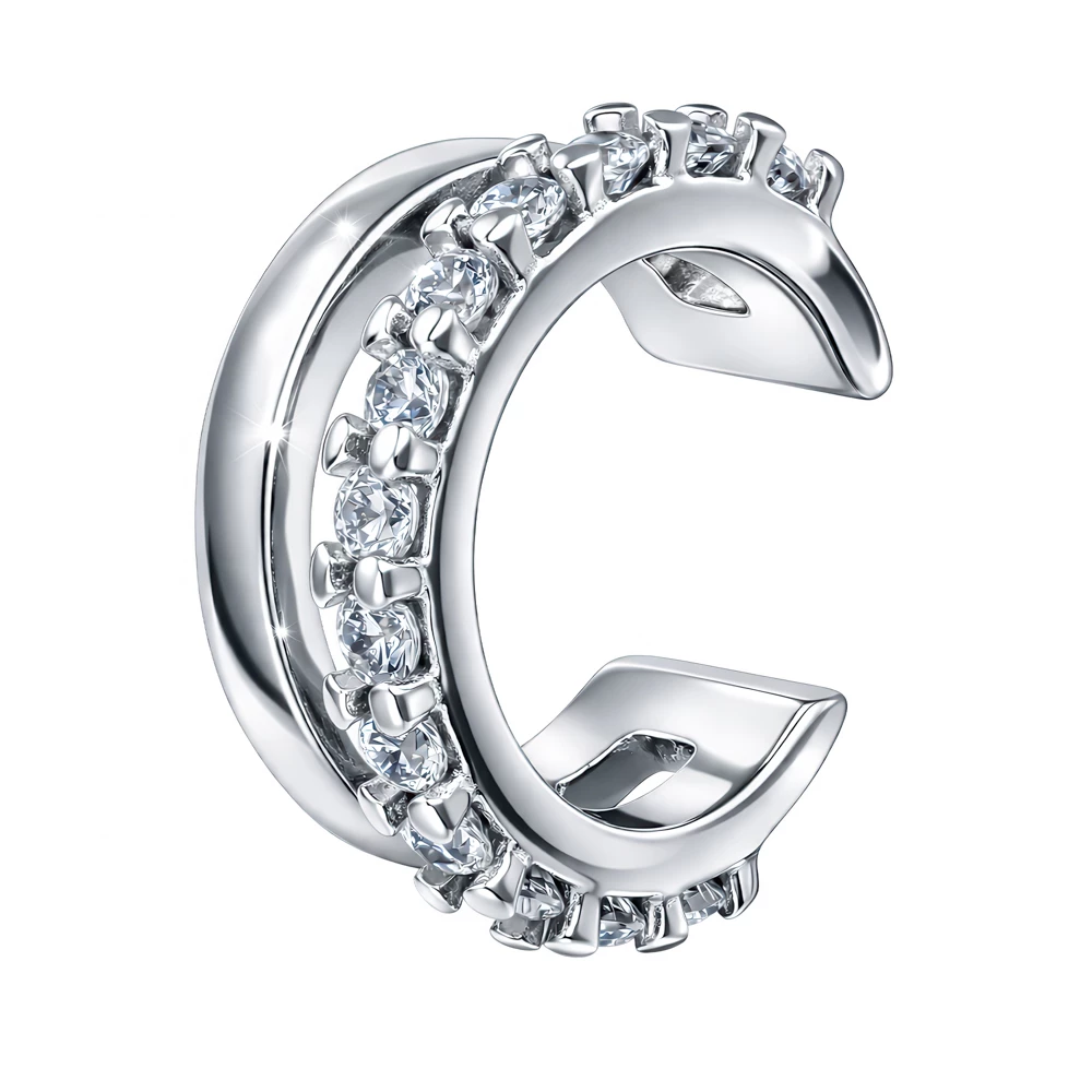 Серьга с фианитами из серебра 925 пробы