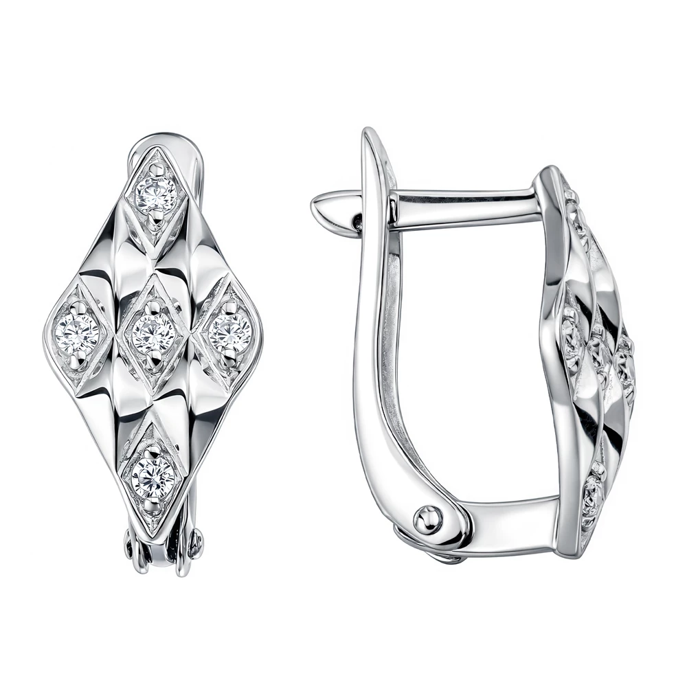 Серьги с фианитами из серебра 925 пробы