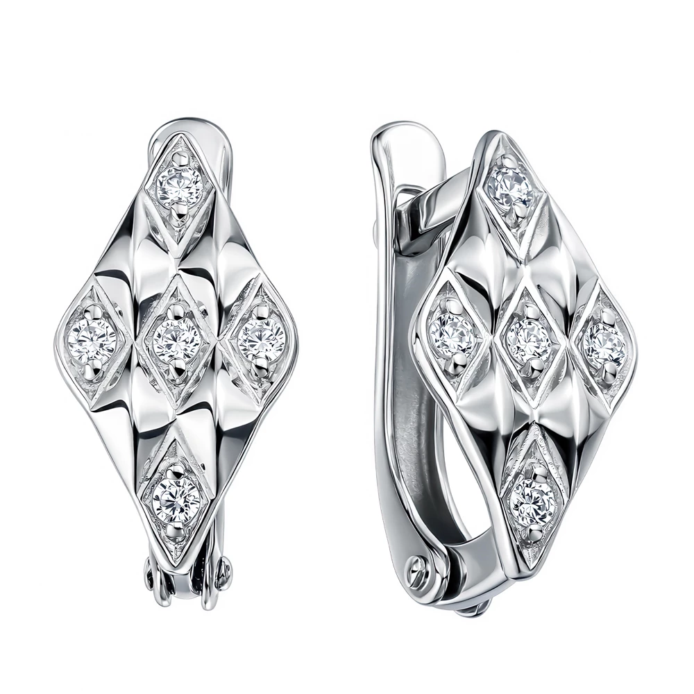 Серьги с фианитами из серебра 925 пробы