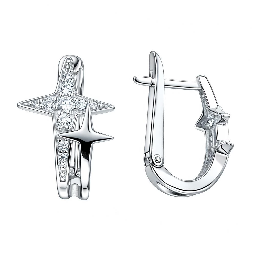 Серьги с фианитами из серебра 925 пробы