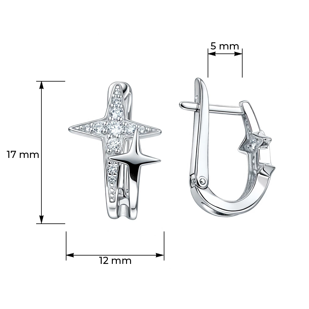 Серьги с фианитами из серебра 925 пробы