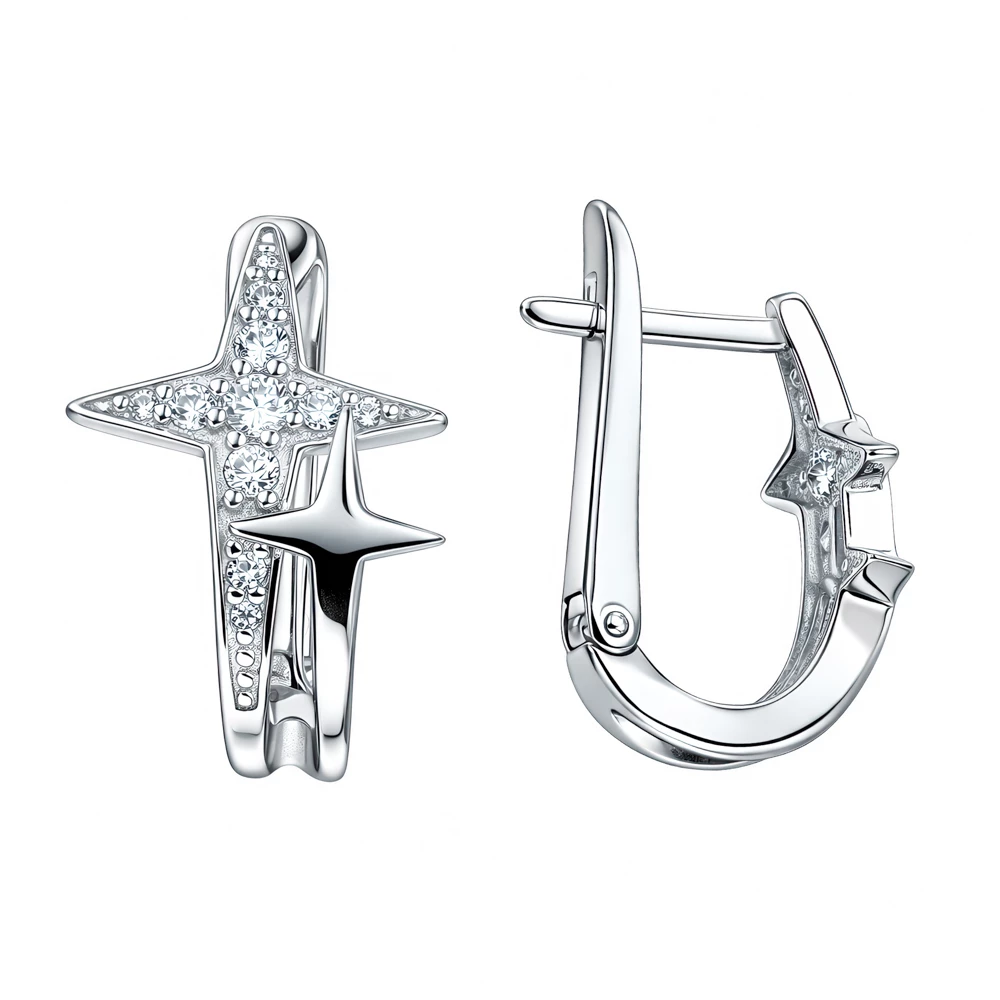Серьги с фианитами из серебра 925 пробы