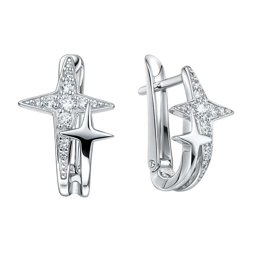 Серьги с фианитами из серебра 925 пробы