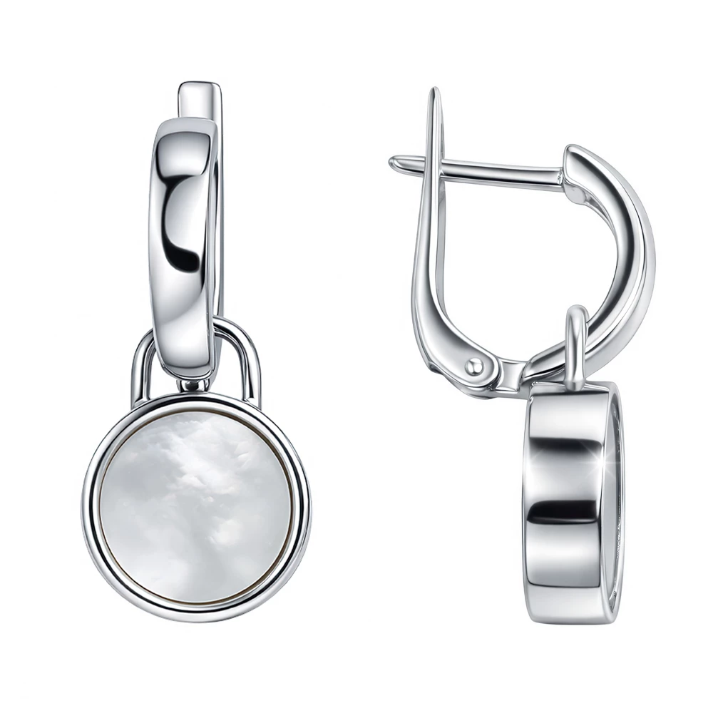 Серьги с агатами и перламутром из серебра 925 пробы