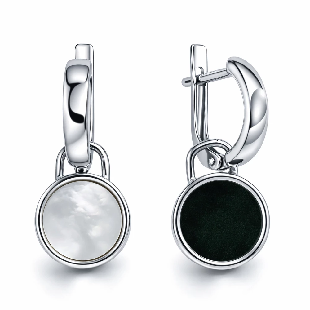 Серьги с агатами и перламутром из серебра 925 пробы